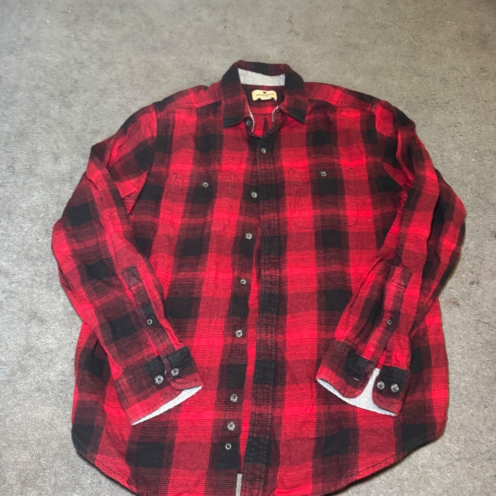 Woolrich Mens Buffalo Plaid Flannel Shirt Red Black Button Up Large